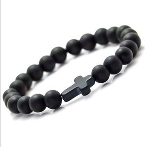 Cross Agate Stone Elastic Bracelet